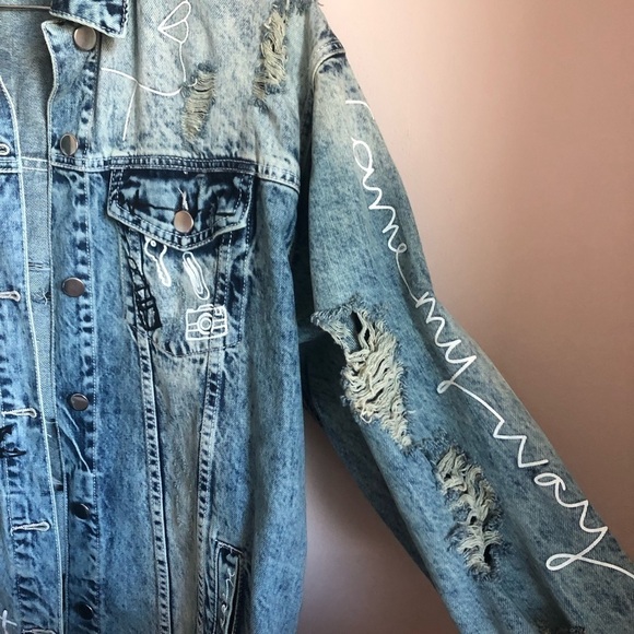 Forbidden To Forbid Doodle Jean Jacket - Picture 5 of 5